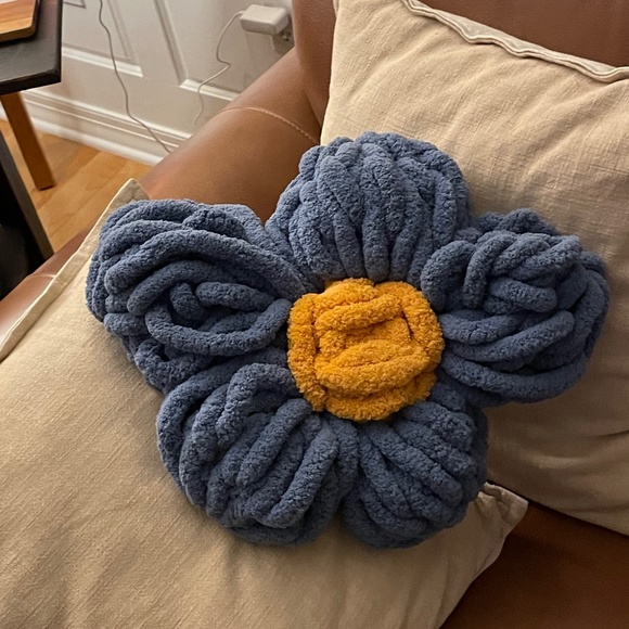 Chunky Crochet Flower Pillow